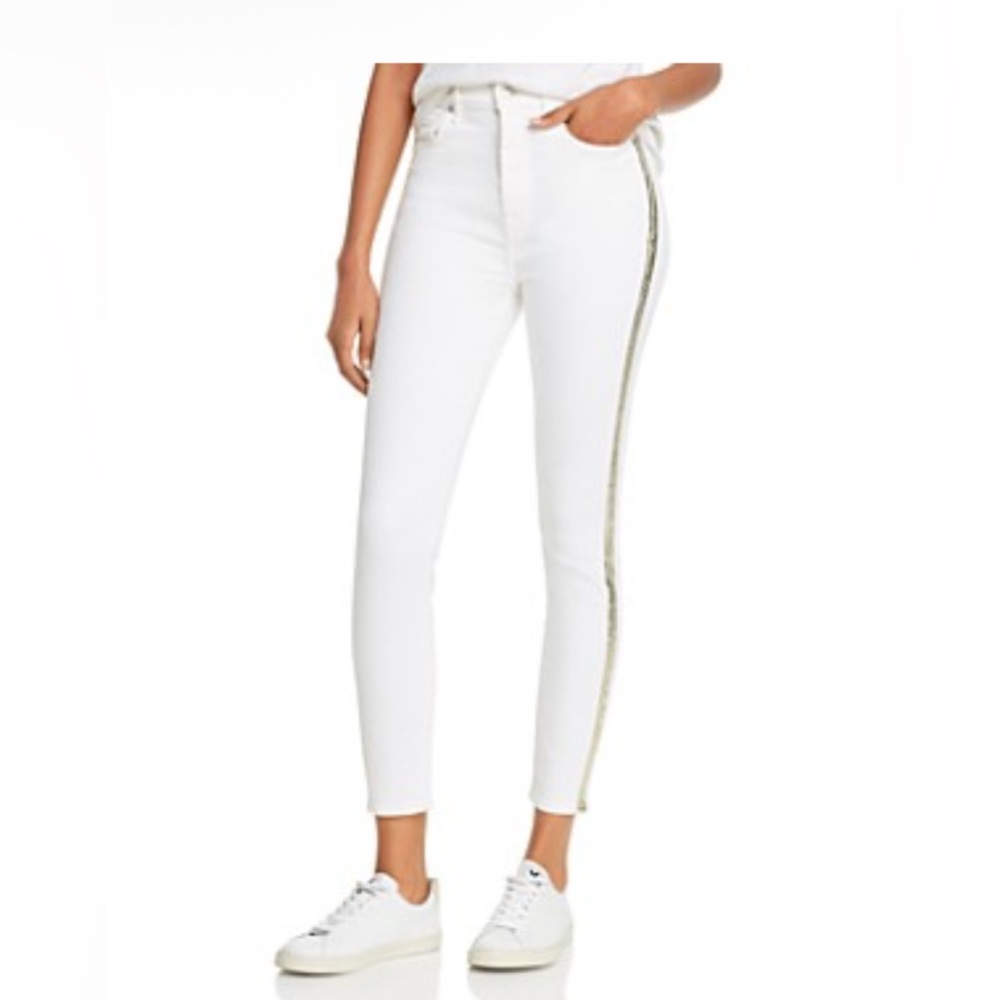 7 For All Mankind High-Rise Metallic Stripe Skinny Jeans - Sunset